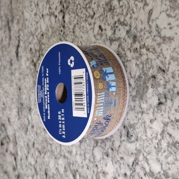 NWT 1.5" x 30ft. Faux Linen Wired Candles Ribbon by Celebrate It® Hanukkah - Picture 3 of 6